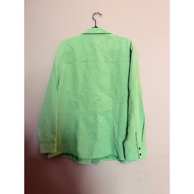 Cato Women's Button Front Collared Long Sleeve Blouse Green 14/16W - Thumbnail 8