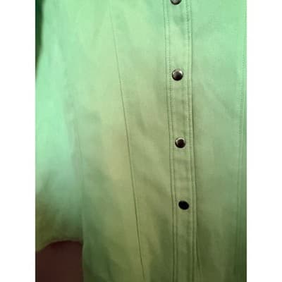 Cato Women's Button Front Collared Long Sleeve Blouse Green 14/16W - Thumbnail 5