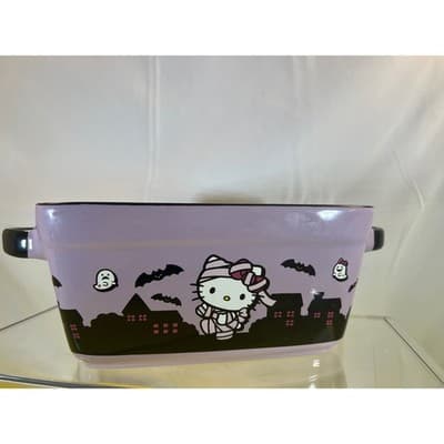 New Hello Kitty Ceramic Baking Loaf Casserole Dish Halloween Purple - Thumbnail 6