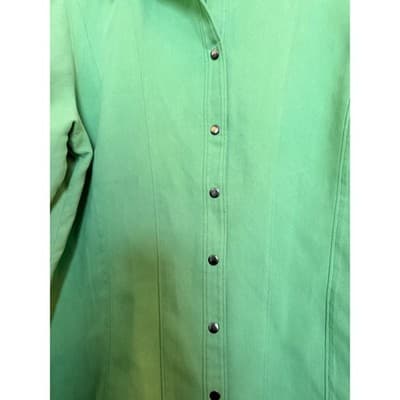 Cato Women's Button Front Collared Long Sleeve Blouse Green 14/16W - Thumbnail 6