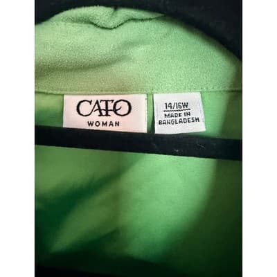 Cato Women's Button Front Collared Long Sleeve Blouse Green 14/16W - Thumbnail 3