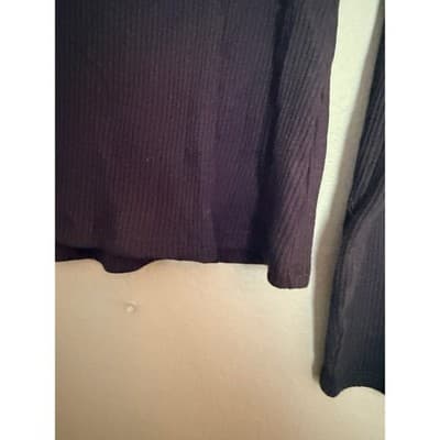Thereabouts Girl Black Ribbed Long Sleeve Top Ruched Front Stretch Shirt 2XL NWT - Thumbnail 3
