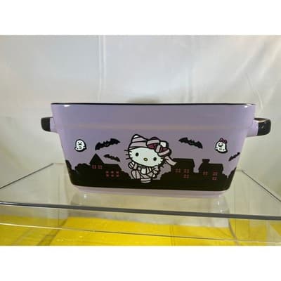 New Hello Kitty Ceramic Baking Loaf Casserole Dish Halloween Purple - Thumbnail 5