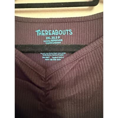 Thereabouts Girl Black Ribbed Long Sleeve Top Ruched Front Stretch Shirt 2XL NWT - Thumbnail 4