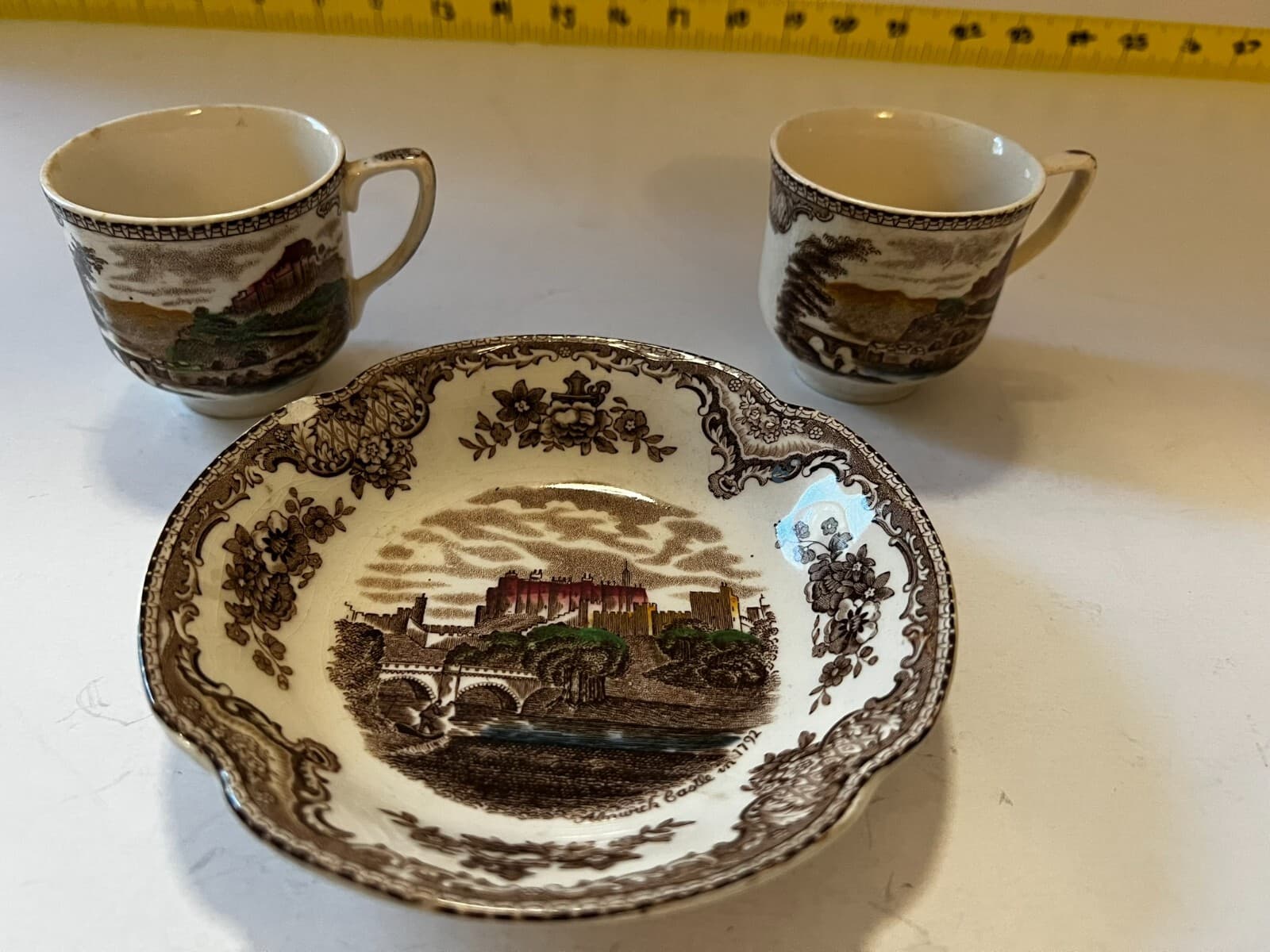 Johnson Bros Old Britain England Vintage 3 Piece Set Teacups Saucer Fine China
