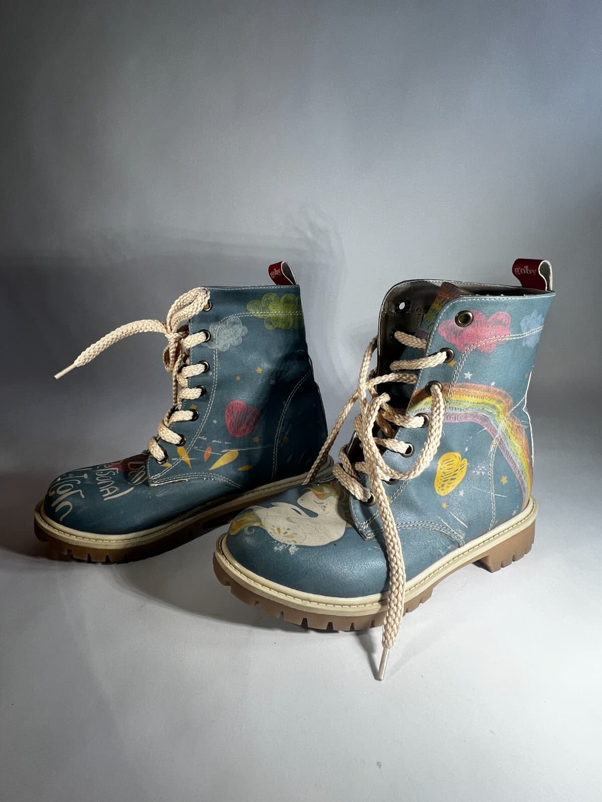 Goby Unicorn Womens Girls Combat Boots Shoes Size EU 36 U.S. 5 / 5.5 Rare - Thumbnail 3