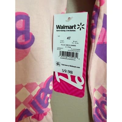 Barbie Toddler Girls Print Drop Waist Long Sleeve Dress Pink 4T NWT - Thumbnail 6