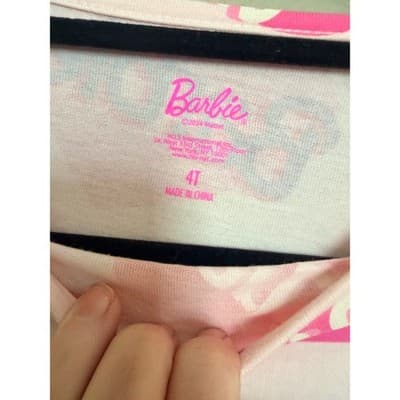 Barbie Toddler Girls Print Drop Waist Long Sleeve Dress Pink 4T NWT - Thumbnail 3