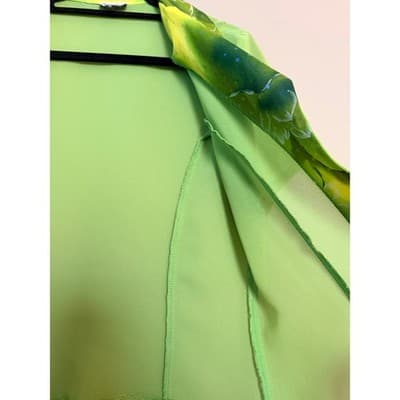 RichSilks Women's Green Short Sleeve Blazer Open Front Floral Trim Jacket M - Thumbnail 7