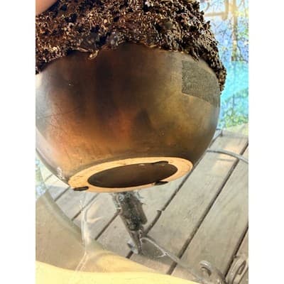 Vintage Brutalist Organic Textured Bronze Finish Vase Planter - Thumbnail 6