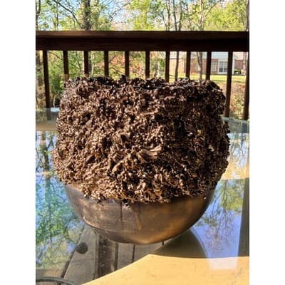 Vintage Brutalist Organic Textured Bronze Finish Vase Planter - Thumbnail 13