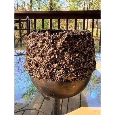Vintage Brutalist Organic Textured Bronze Finish Vase Planter - Thumbnail 8