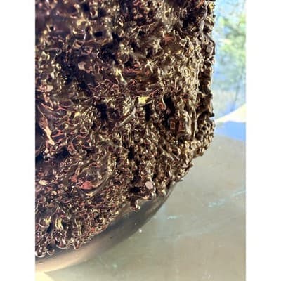 Vintage Brutalist Organic Textured Bronze Finish Vase Planter - Thumbnail 15