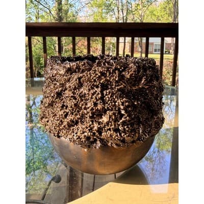 Vintage Brutalist Organic Textured Bronze Finish Vase Planter - Thumbnail 17