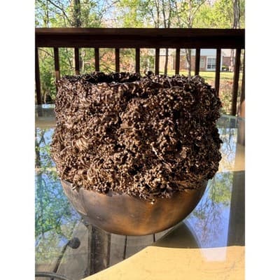 Vintage Brutalist Organic Textured Bronze Finish Vase Planter - Thumbnail 16