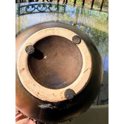 Vintage Brutalist Organic Textured Bronze Finish Vase Planter - Thumbnail 4