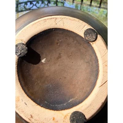 Vintage Brutalist Organic Textured Bronze Finish Vase Planter - Thumbnail 5