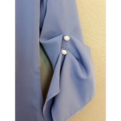 Allegra K Periwinkle Chiffon Three Quarter Sleeve Keyhole Blouse Blue XS NWOT - Thumbnail 10