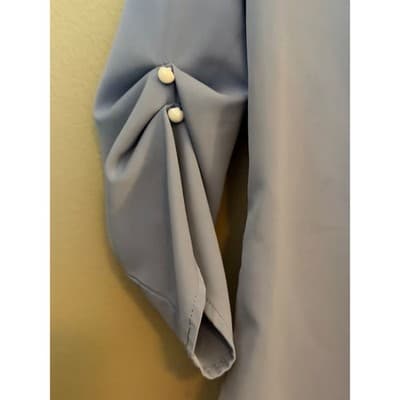 Allegra K Periwinkle Chiffon Three Quarter Sleeve Keyhole Blouse Blue XS NWOT - Thumbnail 11