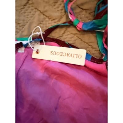Olivaceous Halter Multicolor Tie Neck Summer Beach Crop Top Small NWT - Thumbnail 8