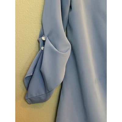 Allegra K Periwinkle Chiffon Three Quarter Sleeve Keyhole Blouse Blue XS NWOT - Thumbnail 4