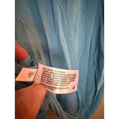 A New Day Blue V Neck T Shirt XXL Short Sleeve High Low Hem Relaxed Fit - Thumbnail 8