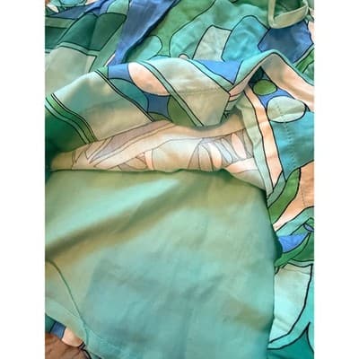 Olivaceous Halter Top Medium Green Blue Abstract Print Tie Summer Crop NWT - Thumbnail 7