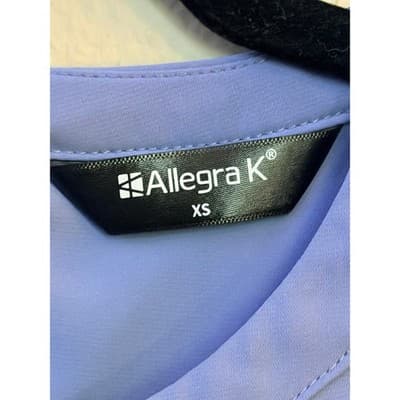 Allegra K Periwinkle Chiffon Three Quarter Sleeve Keyhole Blouse Blue XS NWOT - Thumbnail 5