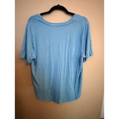 A New Day Blue V Neck T Shirt XXL Short Sleeve High Low Hem Relaxed Fit - Thumbnail 6
