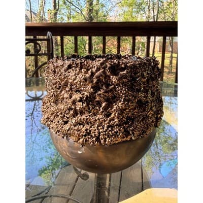 Vintage Brutalist Organic Textured Bronze Finish Vase Planter - Thumbnail 3