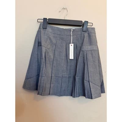 Olivaceous Pleated Lined Schoolgirl Preppy Chic Mini Skirt Gray Medium NWT
