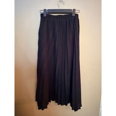 LOFT Women’s Pleated Elastic Waist Pull On Flexible Fit Midi Skirt Black XS - Thumbnail 8