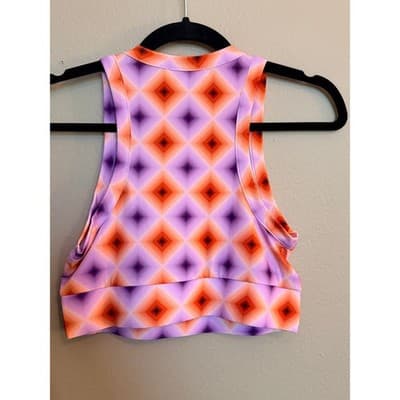 Olivaceous Silky Summer Crop Sunburst Tank Top Purple Orange Medium NWT - Thumbnail 9