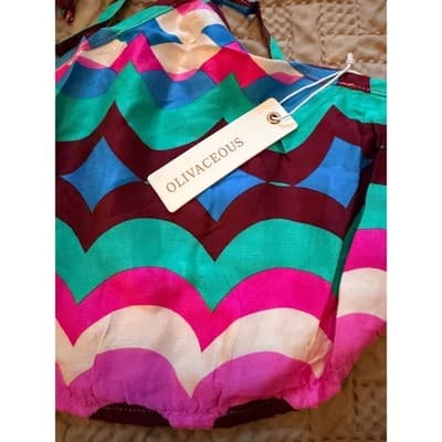 Olivaceous Halter Multicolor Tie Neck Summer Beach Crop Top Small NWT - Thumbnail 3