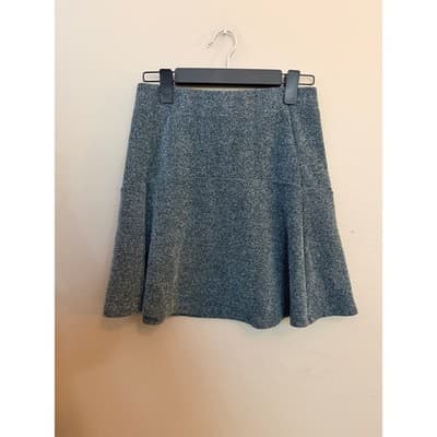 LOFT Women's Elastic Waist A-Line Cotton Blend Tweed Mini Skirt Gray XS