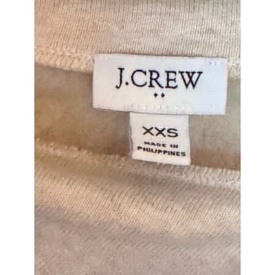 J.Crew Cream Knit Sweatshirt Button Collar Plaid Trim Women’s XXS - Thumbnail 4