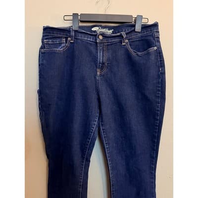 Old Navy Women’s Mid Rise Stretch Skinny Sweetheart Boot Cut Jeans Blue 14 - Thumbnail 2