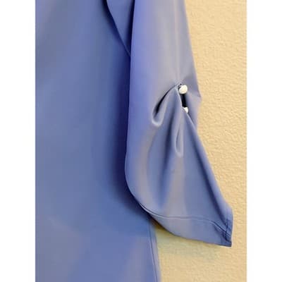 Allegra K Periwinkle Chiffon Three Quarter Sleeve Keyhole Blouse Blue XS NWOT - Thumbnail 3