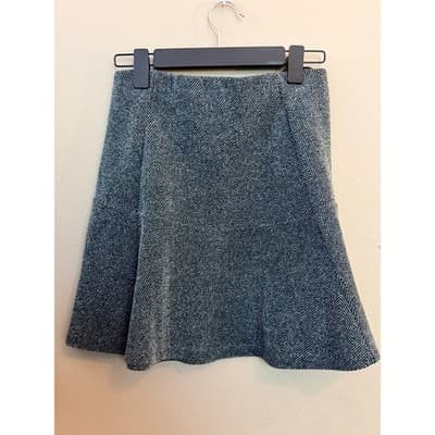 LOFT Women's Elastic Waist A-Line Cotton Blend Tweed Mini Skirt Gray XS - Thumbnail 8