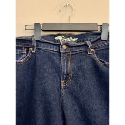 Old Navy Women’s Mid Rise Stretch Skinny Sweetheart Boot Cut Jeans Blue 14 - Thumbnail 3
