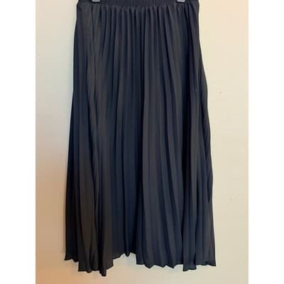 LOFT Women’s Pleated Elastic Waist Pull On Flexible Fit Midi Skirt Black XS - Thumbnail 2