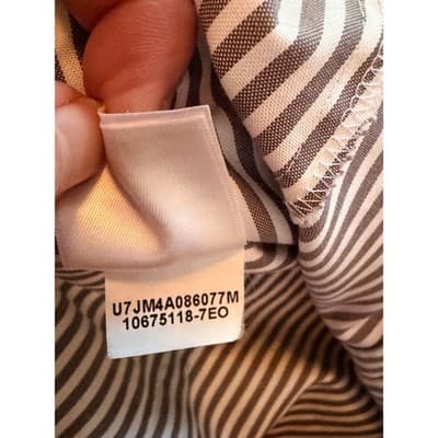 Anne Klein Pinstripe Button Front Blouse Gray White Women’s Medium - Thumbnail 11