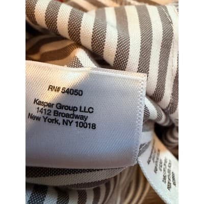 Anne Klein Pinstripe Button Front Blouse Gray White Women’s Medium - Thumbnail 12