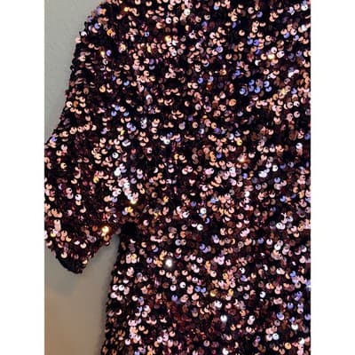 NEXT Girls Pink Sequin Crop Top Size 8 Crew Neck Short Sleeve Pull Over NWT - Thumbnail 3
