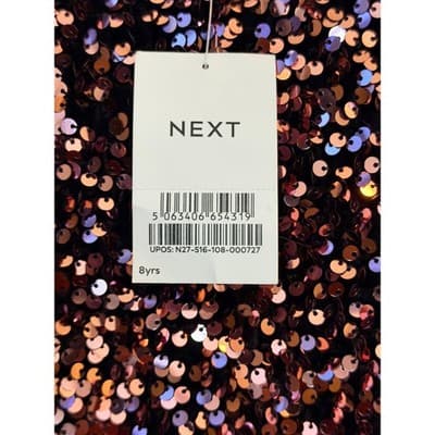 NEXT Girls Pink Sequin Crop Top Size 8 Crew Neck Short Sleeve Pull Over NWT - Thumbnail 4