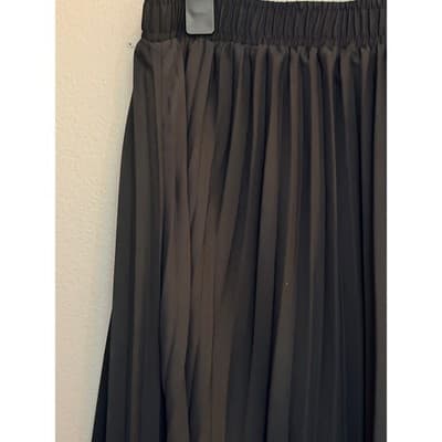 LOFT Women’s Pleated Elastic Waist Pull On Flexible Fit Midi Skirt Black XS - Thumbnail 4