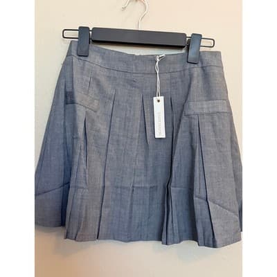 Olivaceous Pleated Lined Schoolgirl Preppy Chic Mini Skirt Gray Medium NWT - Thumbnail 2