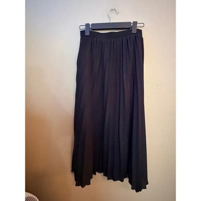 LOFT Women’s Pleated Elastic Waist Pull On Flexible Fit Midi Skirt Black XS - Thumbnail 7