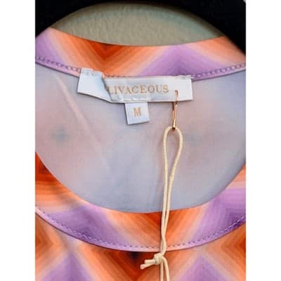 Olivaceous Silky Summer Crop Sunburst Tank Top Purple Orange Medium NWT - Thumbnail 5