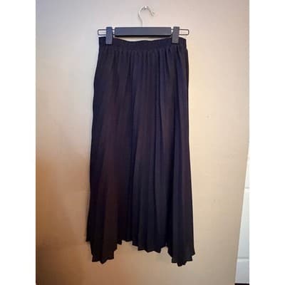 LOFT Women’s Pleated Elastic Waist Pull On Flexible Fit Midi Skirt Black XS - Thumbnail 6